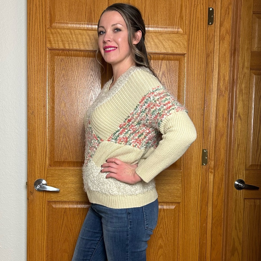 Patchwork Plush Fuzzy Sweater - image 2